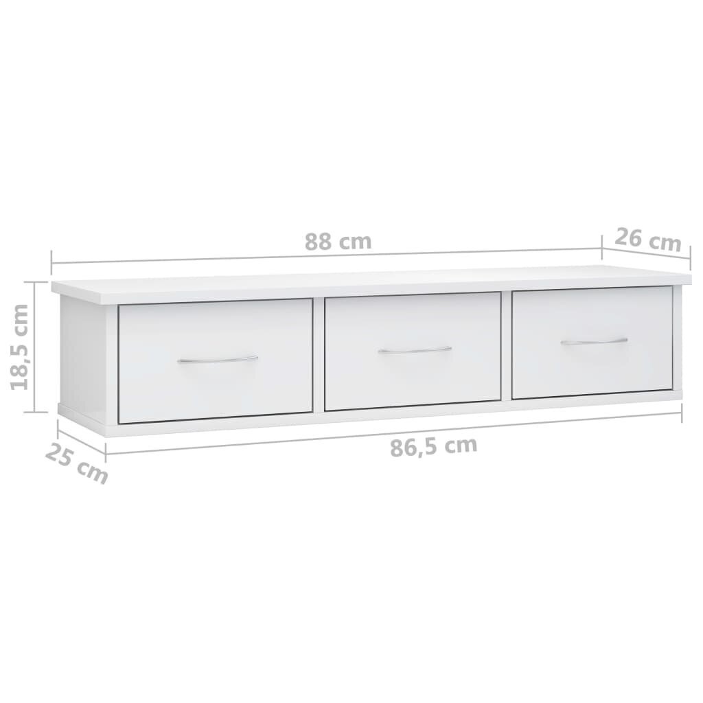 vidaXL Seinälaatikkohylly korkeak. valkoinen 88x26x18,5 cm lastulevy hinta ja tiedot | Hyllyt | hobbyhall.fi