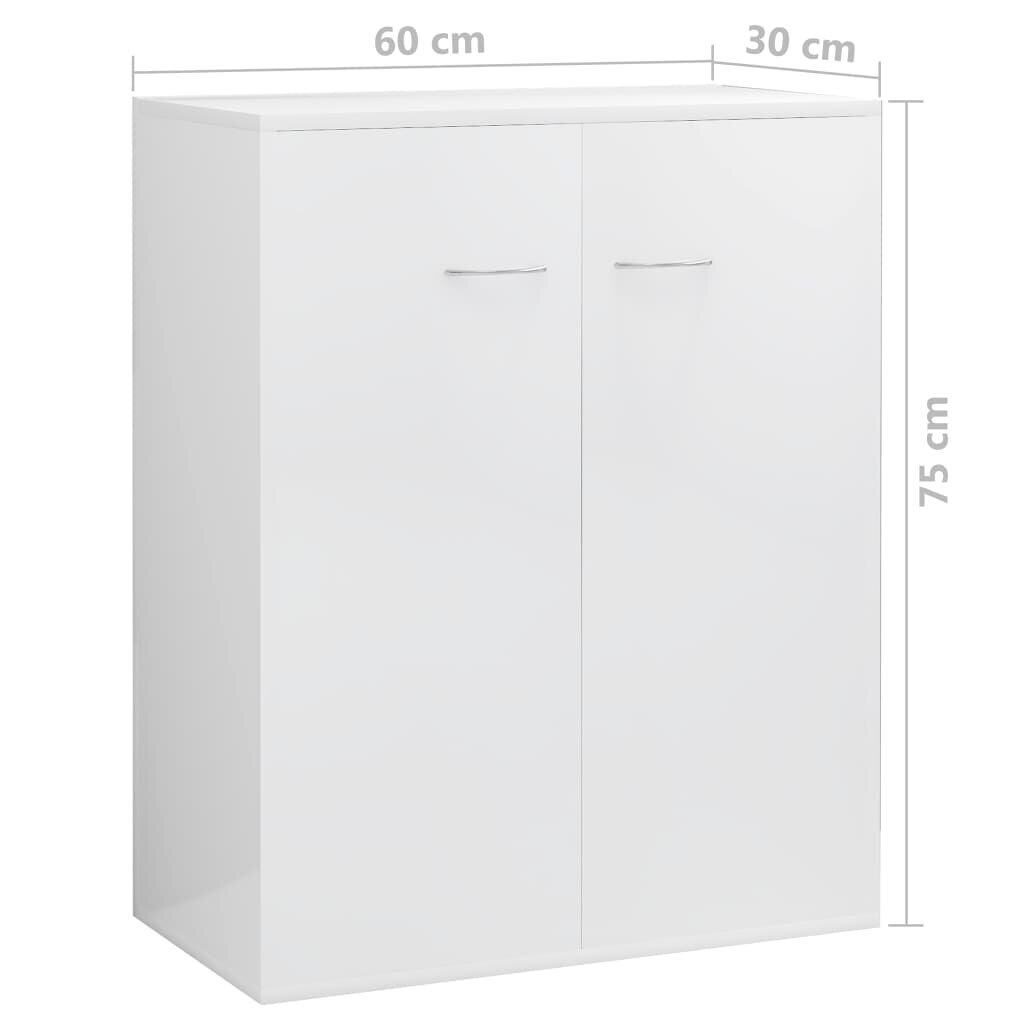 vidaXL Senkki korkeakiilto valkoinen 60x30x75 cm lastulevy hinta ja tiedot | Olohuoneen kaapit ja lipastot | hobbyhall.fi