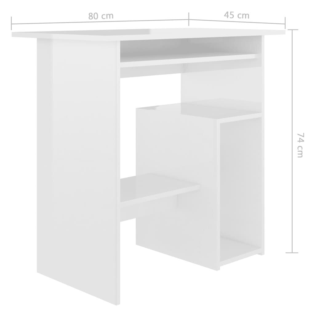vidaXL Työpöytä korkeakiilto valkoinen 80x45x74 cm lastulevy hinta ja tiedot | Tietokonepöydät ja työpöydät | hobbyhall.fi