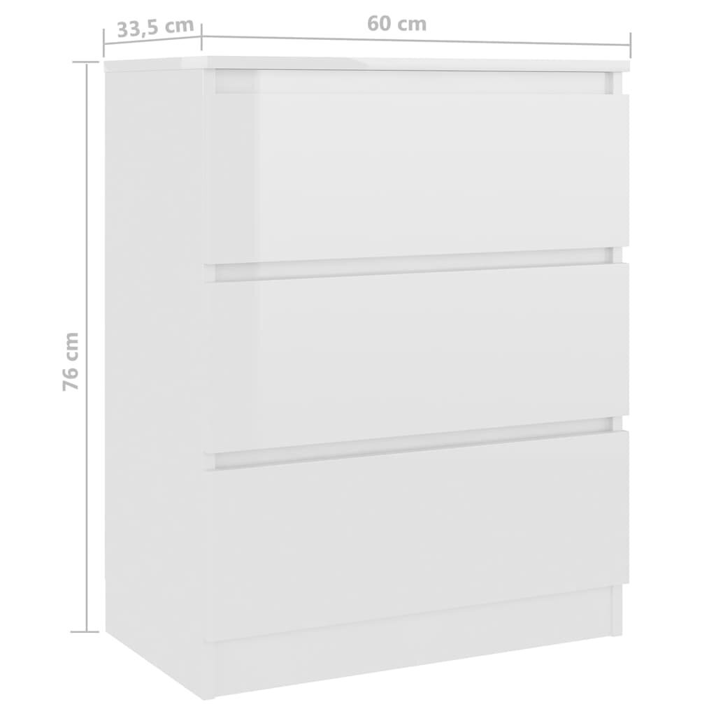 vidaXL Senkki korkeakiilto valkoinen 60x35x76 cm tekninen puu hinta ja tiedot | Olohuoneen kaapit ja lipastot | hobbyhall.fi