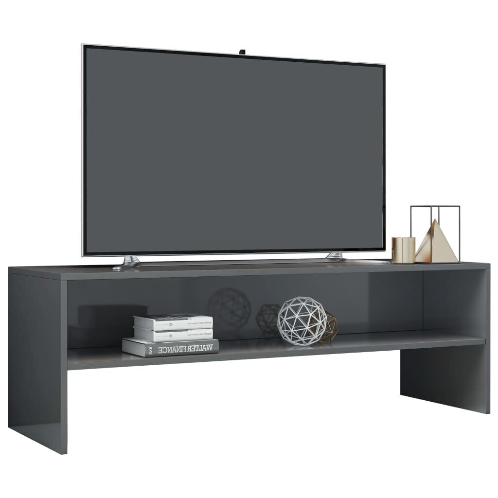 vidaXL TV-taso korkeakiilto harmaa 120x40x40 cm lastulevy hinta ja tiedot | TV-tasot | hobbyhall.fi