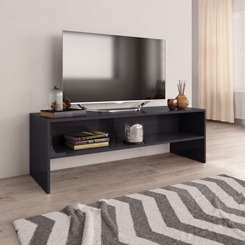 vidaXL TV-taso korkeakiilto harmaa 120x40x40 cm lastulevy hinta ja tiedot | TV-tasot | hobbyhall.fi
