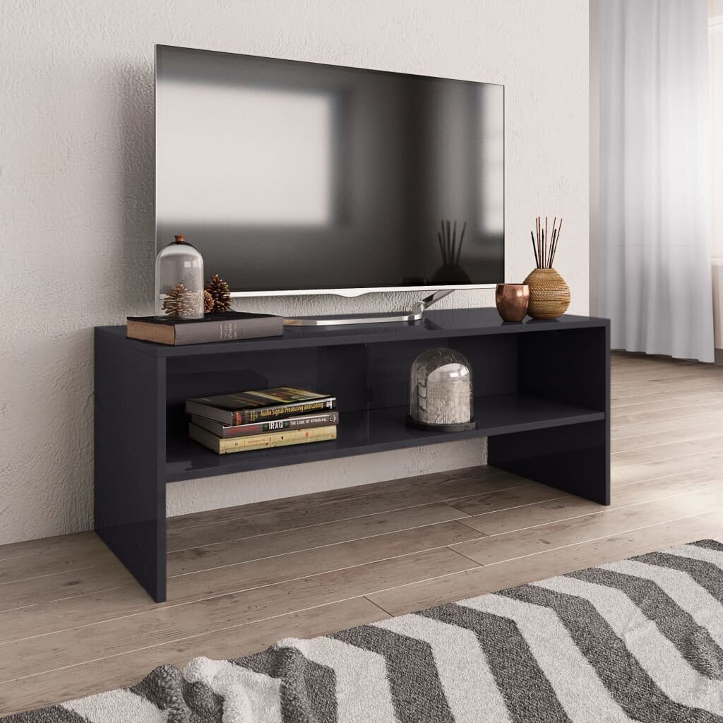 vidaXL TV-taso korkeakiilto harmaa 100x40x40 cm lastulevy hinta ja tiedot | TV-tasot | hobbyhall.fi