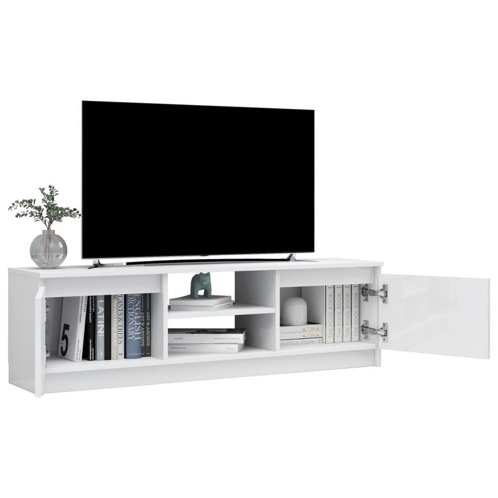 vidaXL TV-taso korkeakiilto valkoinen 120x30x35,5 cm lastulevy hinta ja tiedot | TV-tasot | hobbyhall.fi