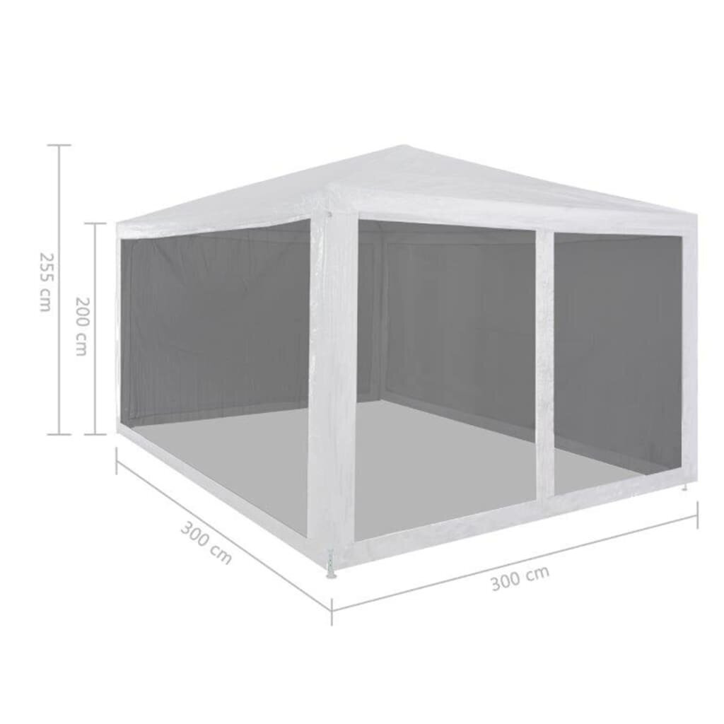 vidaXL Juhlateltta 4 verkkosivuseinää 3x3 m hinta ja tiedot | Puutarhapaviljongit | hobbyhall.fi