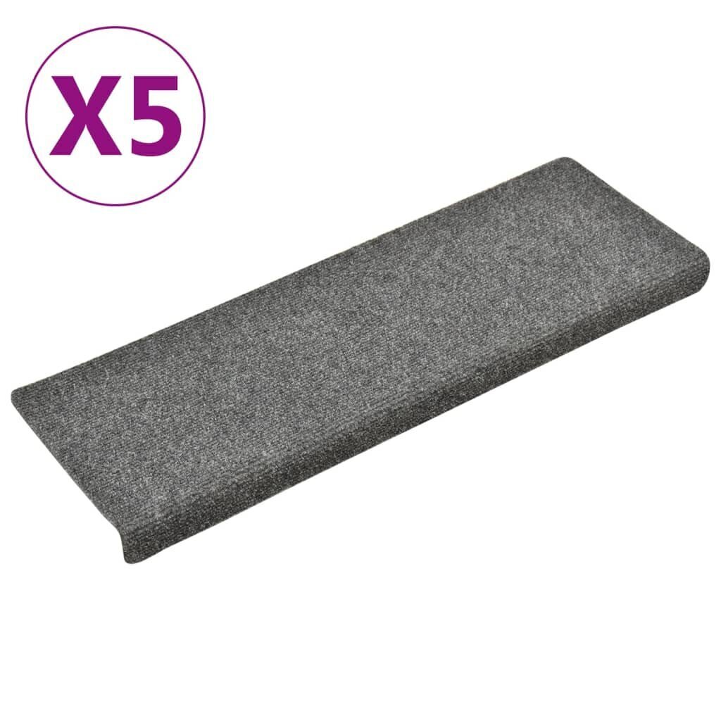 vidaXL Porrasmatot 5 kpl vaaleanharmaa 65x21x4 cm neulahuopa hinta ja tiedot | Isot matot | hobbyhall.fi