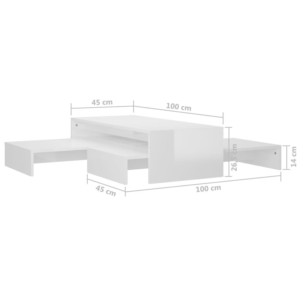 vidaXL Sohvapöytäsarja korkeakiilto valkoinen 100x100x26,5 cm hinta ja tiedot | Sohvapöydät | hobbyhall.fi