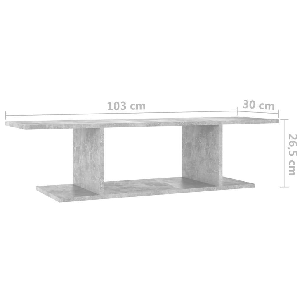 vidaXL Seinäkiinnitettävä TV-taso betoninharmaa 103x30x26,5 cm hinta ja tiedot | TV-tasot | hobbyhall.fi