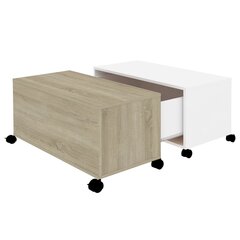 vidaXL Sohvapöytä valkoinen ja Sonoma-tammi 75x75x38 cm lastulevy hinta ja tiedot | Sohvapöydät | hobbyhall.fi