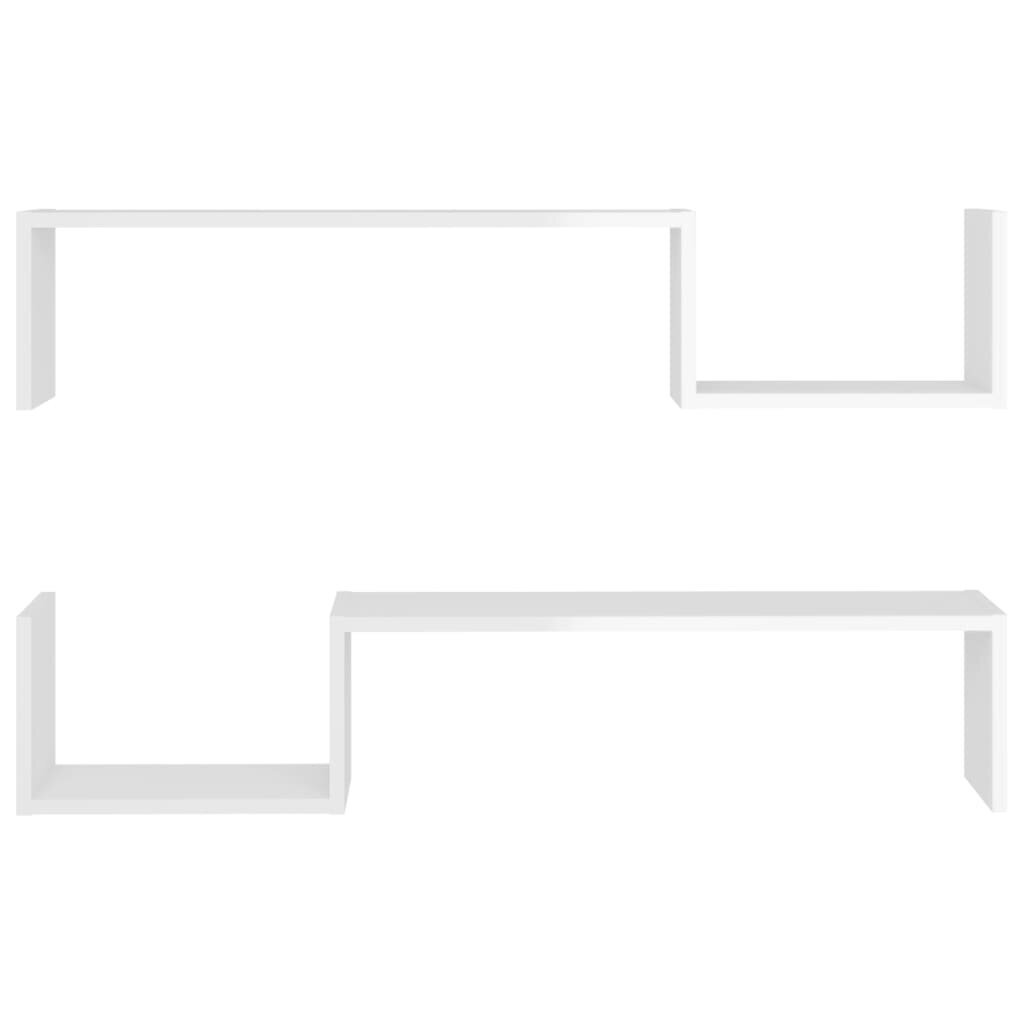 vidaXL Seinähyllyt 2 kpl korkeakiilto valkoinen 100x15x20 cm lastulevy hinta ja tiedot | Hyllyt | hobbyhall.fi