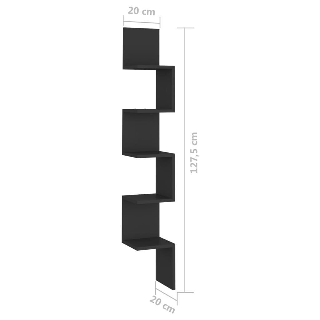 vidaXL Seinäkulmahylly musta 20x20x127,5 cm lastulevy hinta ja tiedot | Hyllyt | hobbyhall.fi