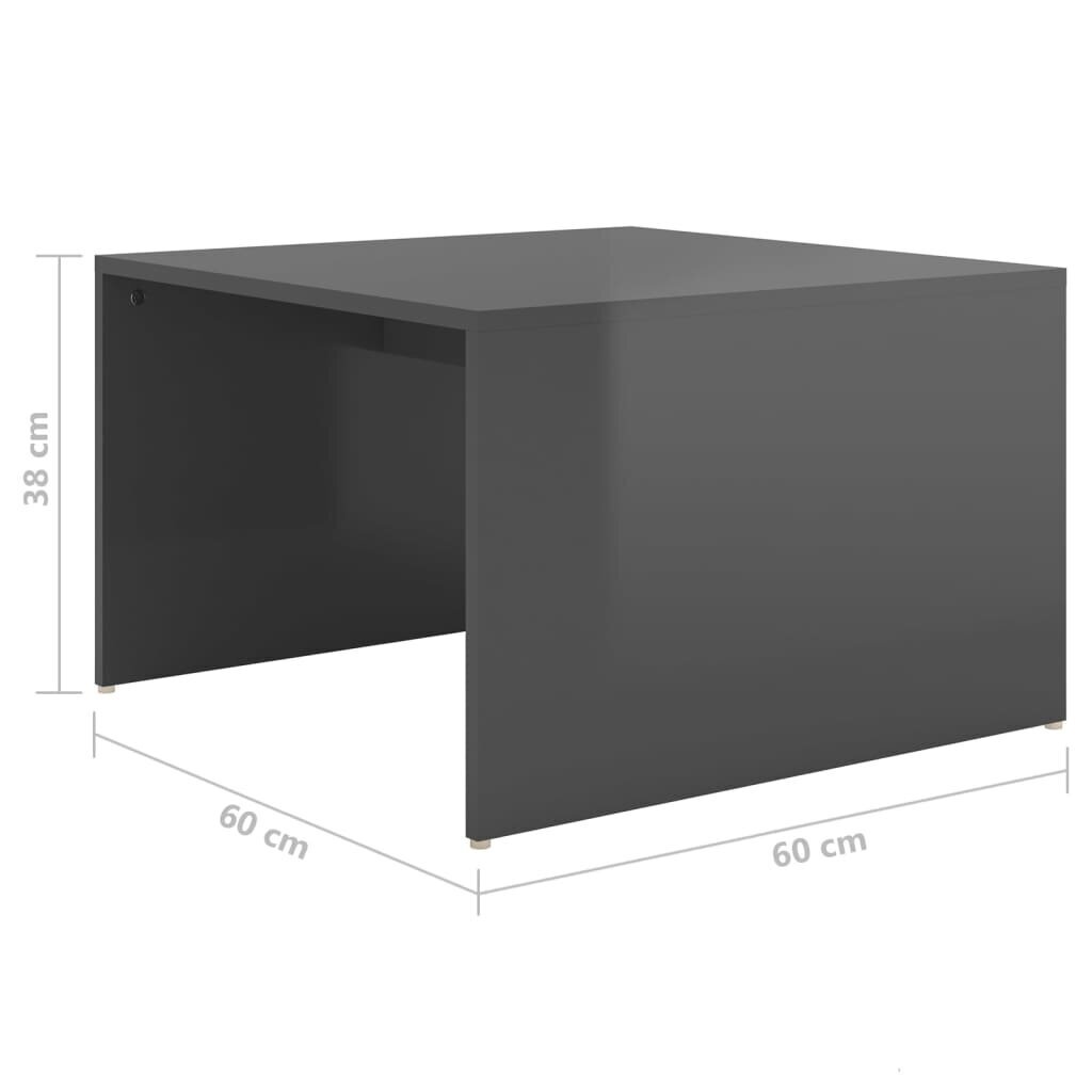 vidaXL 3-osainen sohvapöytäsarja korkeakiilto harmaa 60x60x38 cm hinta ja tiedot | Sohvapöydät | hobbyhall.fi