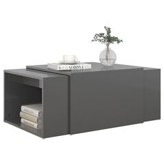 vidaXL 3-osainen sohvapöytäsarja korkeakiilto harmaa 60x60x38 cm hinta ja tiedot | Sohvapöydät | hobbyhall.fi