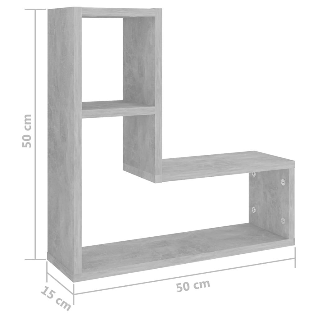 vidaXL Seinähyllyt 2 kpl betoninharmaa 50x15x50 cm lastulevy hinta ja tiedot | Hyllyt | hobbyhall.fi