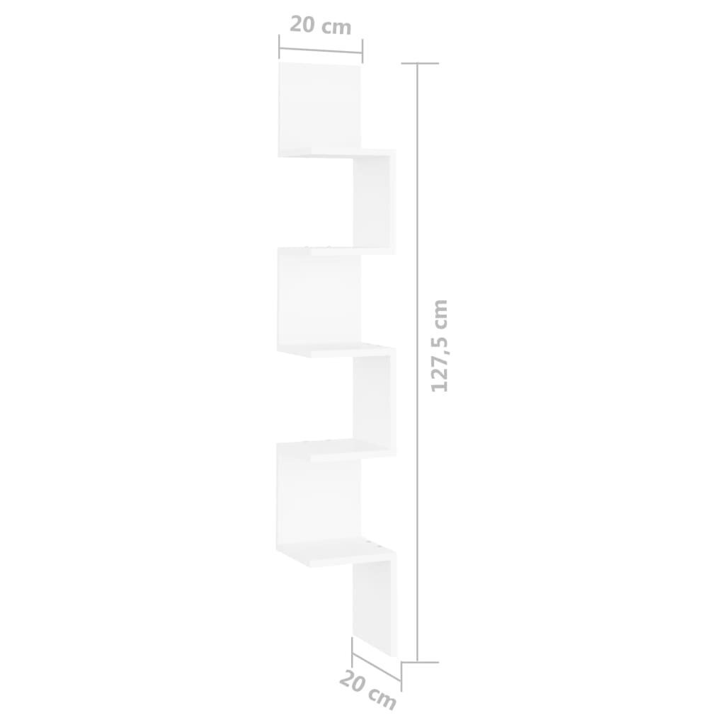 vidaXL Seinäkulmahylly valkoinen 20x20x127,5 cm lastulevy hinta ja tiedot | Hyllyt | hobbyhall.fi