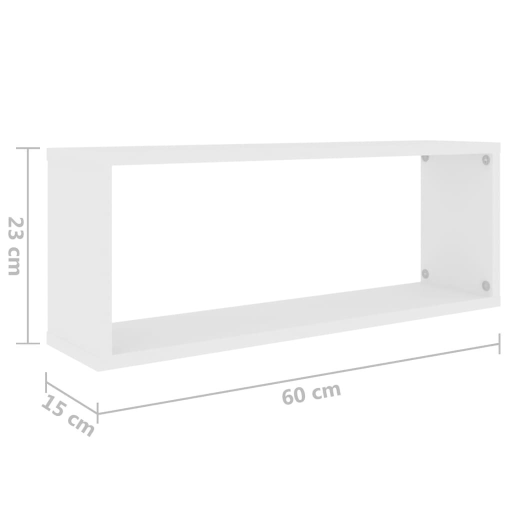 vidaXL Kuutioseinähyllyt 2 kpl valkoinen 60x15x23 cm lastulevy hinta ja tiedot | Hyllyt | hobbyhall.fi