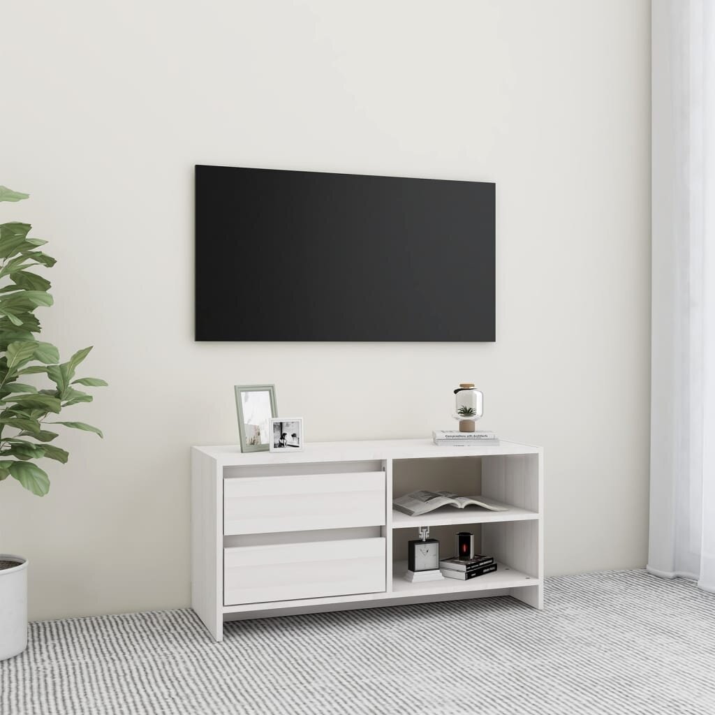 vidaXL TV-taso valkoinen 80x31x39 cm täysi mänty hinta ja tiedot | TV-tasot | hobbyhall.fi