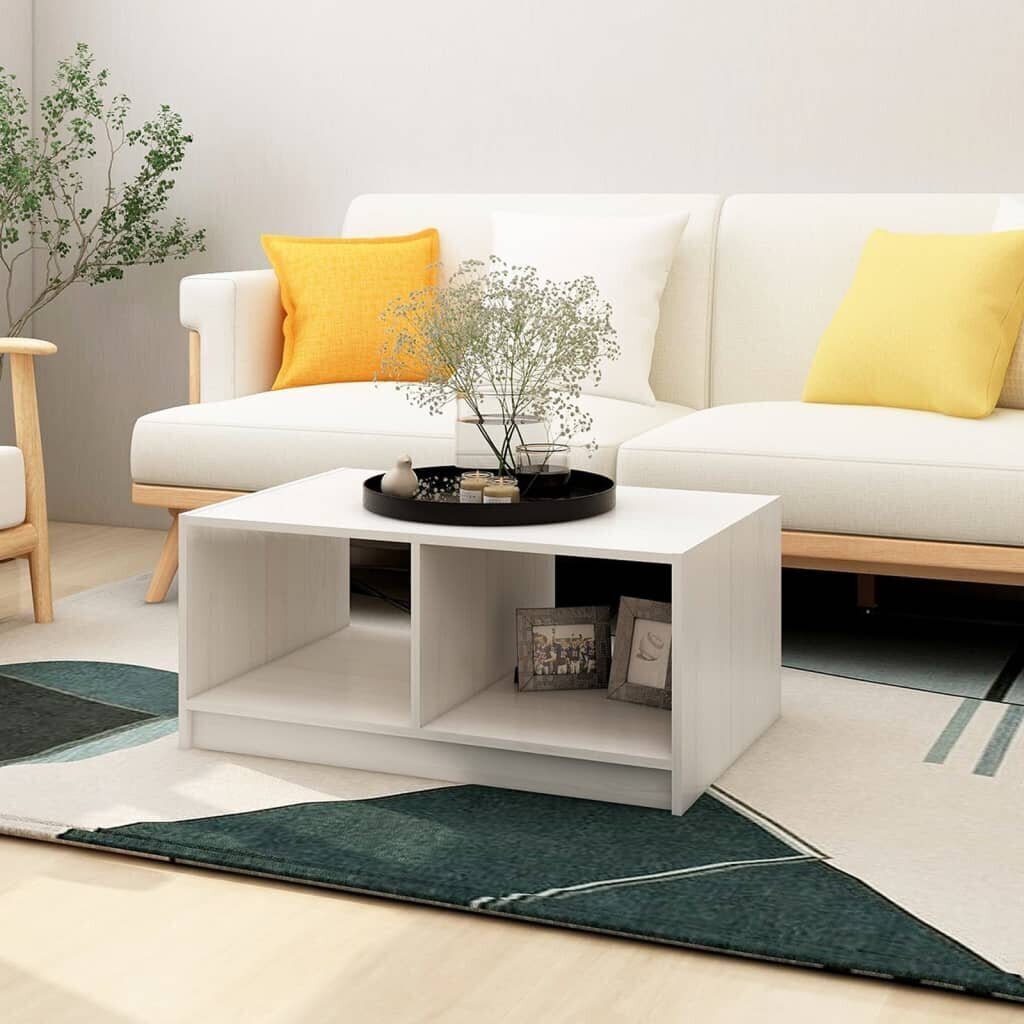 vidaXL Sohvapöytä valkoinen 75x50x33,5 cm täysi mänty hinta ja tiedot | Sohvapöydät | hobbyhall.fi