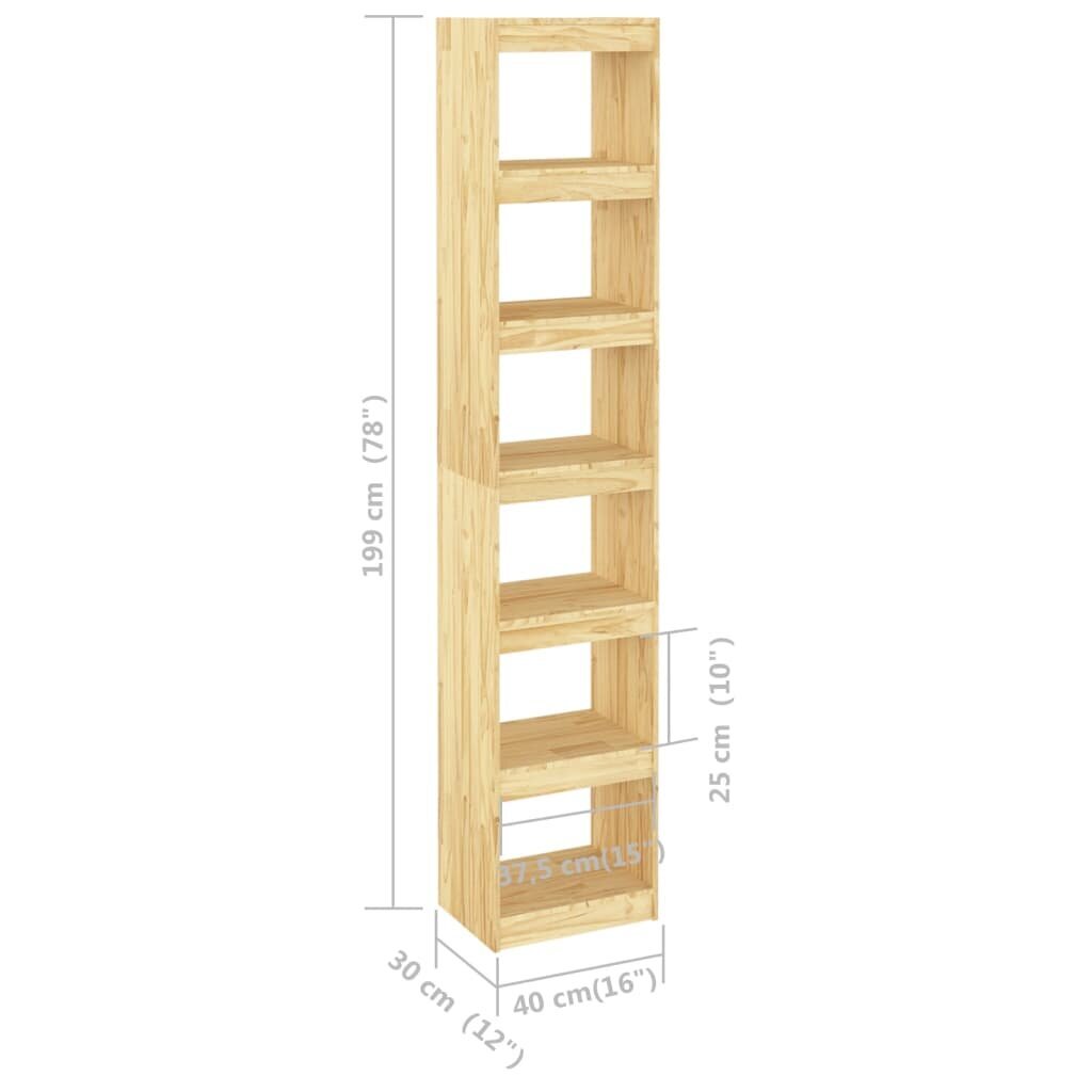 vidaXL Kirjahylly/tilanjakaja 40x30x199 cm täysi mänty hinta ja tiedot | Hyllyt | hobbyhall.fi