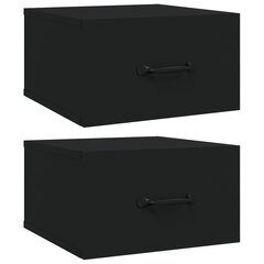 vidaXL Seinäkiinnitettävät yöpöydät 2 kpl musta 35x35x20 cm hinta ja tiedot | Yöpöydät | hobbyhall.fi