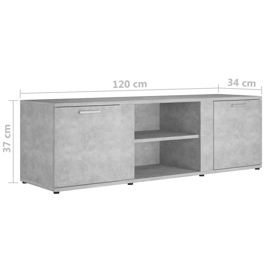 vidaXL TV-taso betoninharmaa 120x34x37 cm lastulevy hinta ja tiedot | TV-tasot | hobbyhall.fi