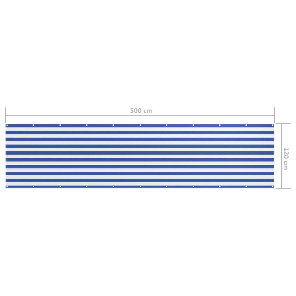 vidaXL Parvekkeen suoja sinivalkoinen 120x500 cm Oxford kangas hinta ja tiedot | Aurinkovarjot ja markiisit | hobbyhall.fi
