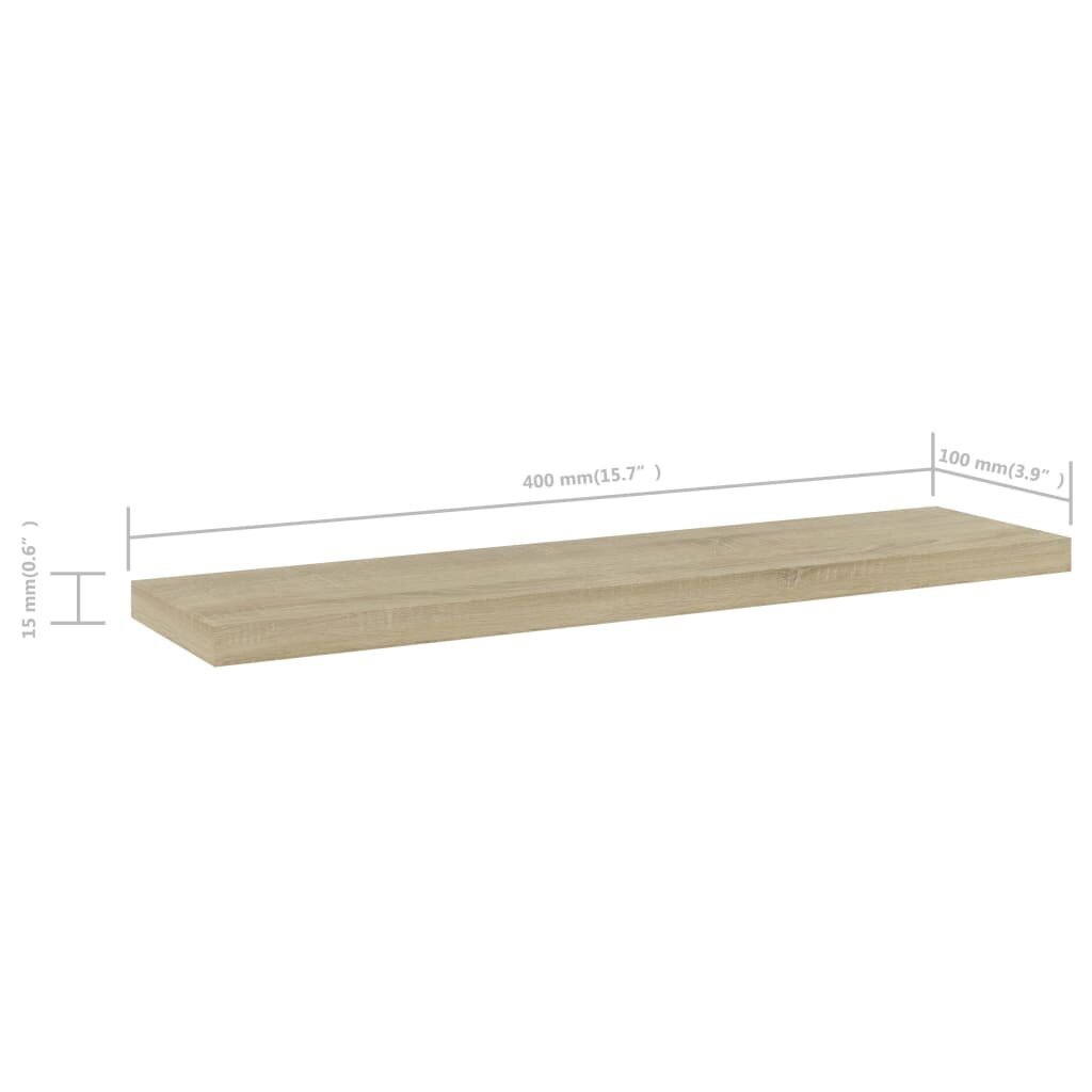 vidaXL Kirjahyllytasot 4 kpl Sonoma-tammi 40x10x1,5 cm lastulevy hinta ja tiedot | Hyllyt | hobbyhall.fi