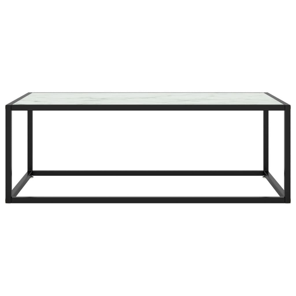 vidaXL Sohvapöytä musta valkoisella marmorilasilla 100x50x35 cm hinta ja tiedot | Sohvapöydät | hobbyhall.fi