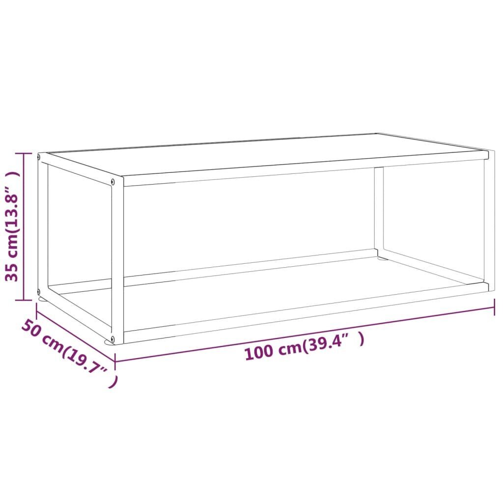 vidaXL Sohvapöytä musta valkoisella marmorilasilla 100x50x35 cm hinta ja tiedot | Sohvapöydät | hobbyhall.fi