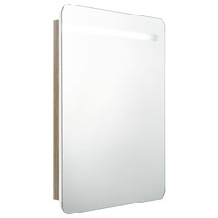 vidaXL LED kylpyhuoneen peilikaappi valkoinen ja tammi 60x11x80 cm hinta ja tiedot | Kylpyhuonekaapit | hobbyhall.fi