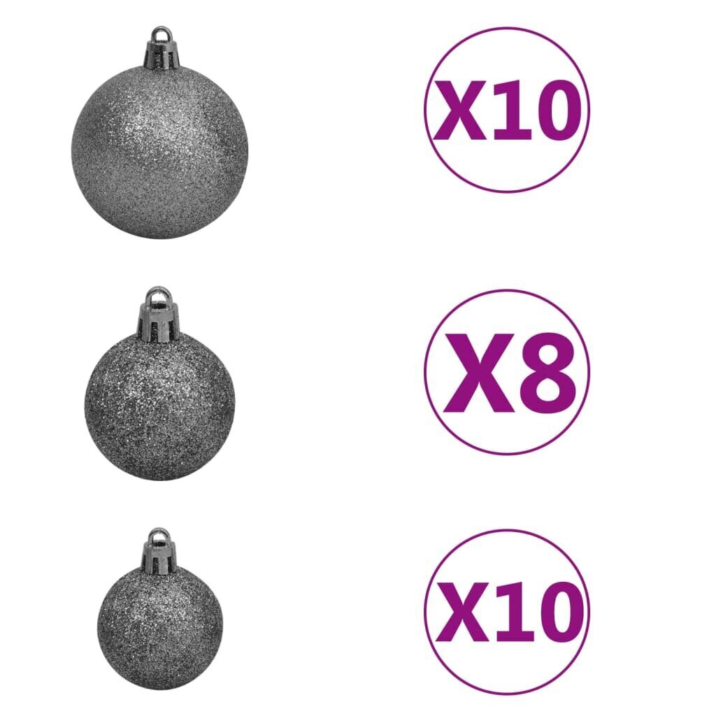 vidaXL Tekojoulukuusi palloilla esivalaistu pinkki 210 cm PVC hinta ja tiedot | Joulukuuset ja kranssit | hobbyhall.fi