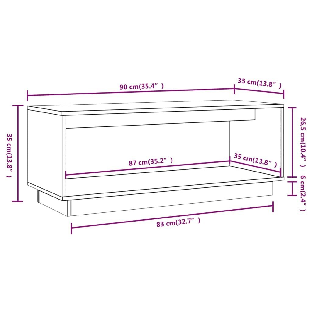 vidaXL TV-taso hunajanruskea 90x35x35 cm täysi mänty hinta ja tiedot | TV-tasot | hobbyhall.fi