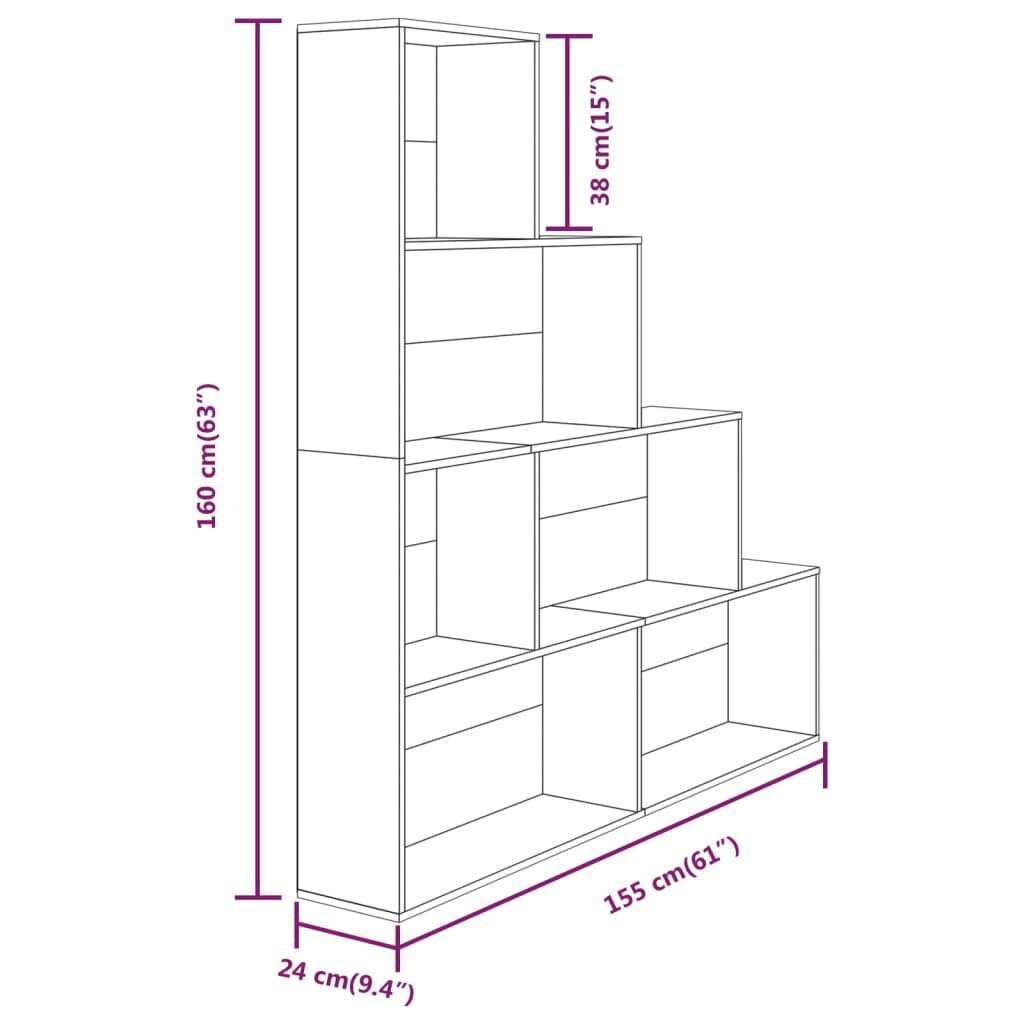 vidaXL Kirjahylly ruskea tammi 155x24x160 cm hinta ja tiedot | Hyllyt | hobbyhall.fi