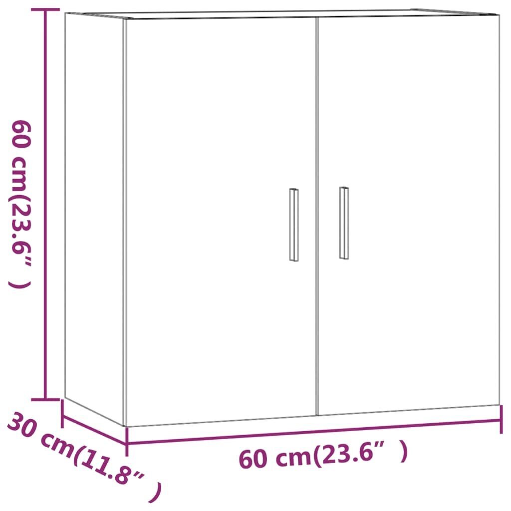 vidaXL TV-seinäkaappi savutammi 60x30x60 cm tekninen puu hinta ja tiedot | Olohuoneen kaapit ja lipastot | hobbyhall.fi