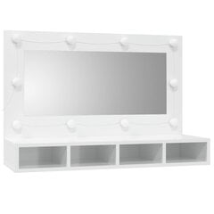 vidaXL Peilikaappi LED-valoilla korkeakiilto valkoinen 90x31,5x62 cm hinta ja tiedot | Kylpyhuonekaapit | hobbyhall.fi