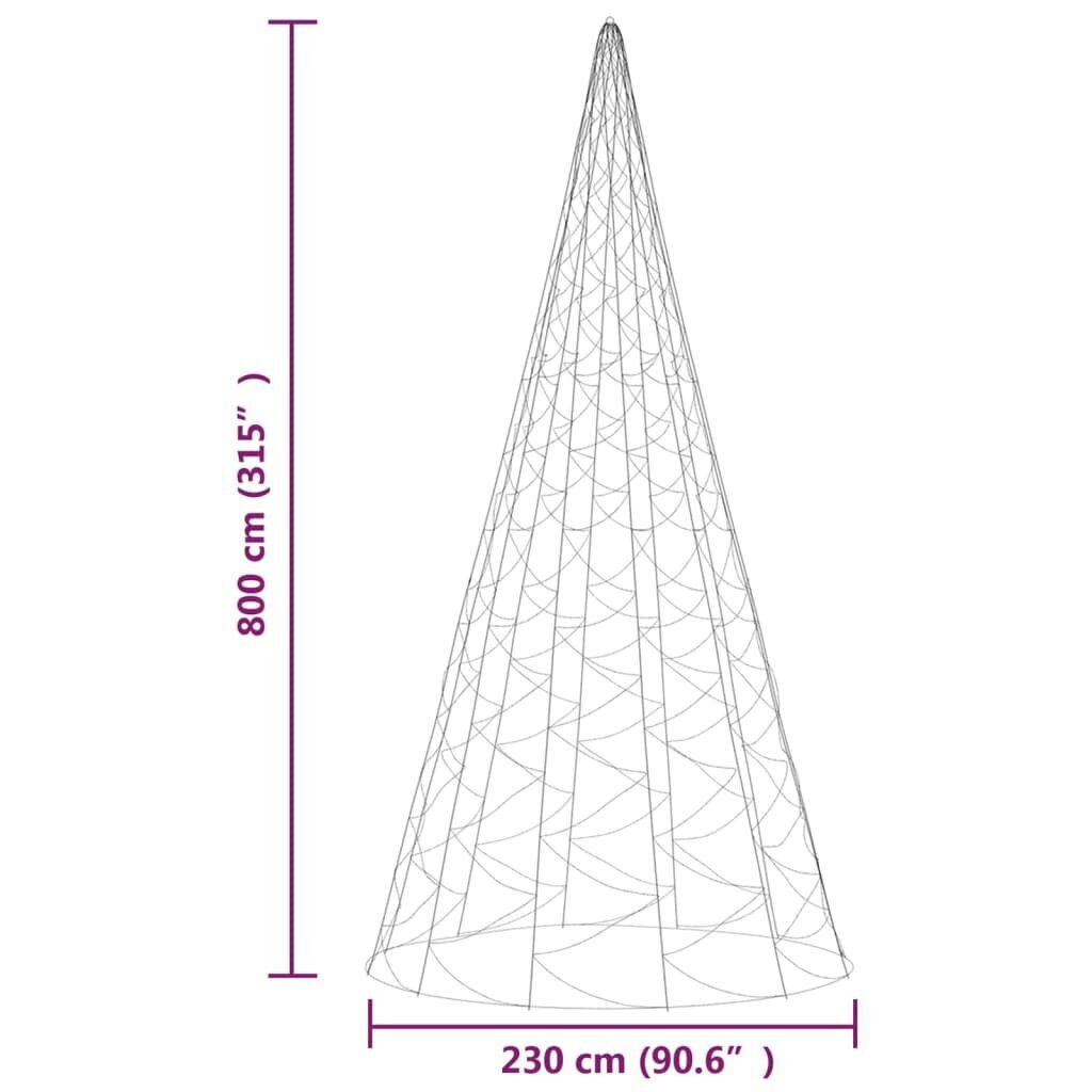 vidaXL Joulukuusi lipputankoon 3000 kylmän valkoista LEDiä 800 cm hinta ja tiedot | Jouluvalot | hobbyhall.fi