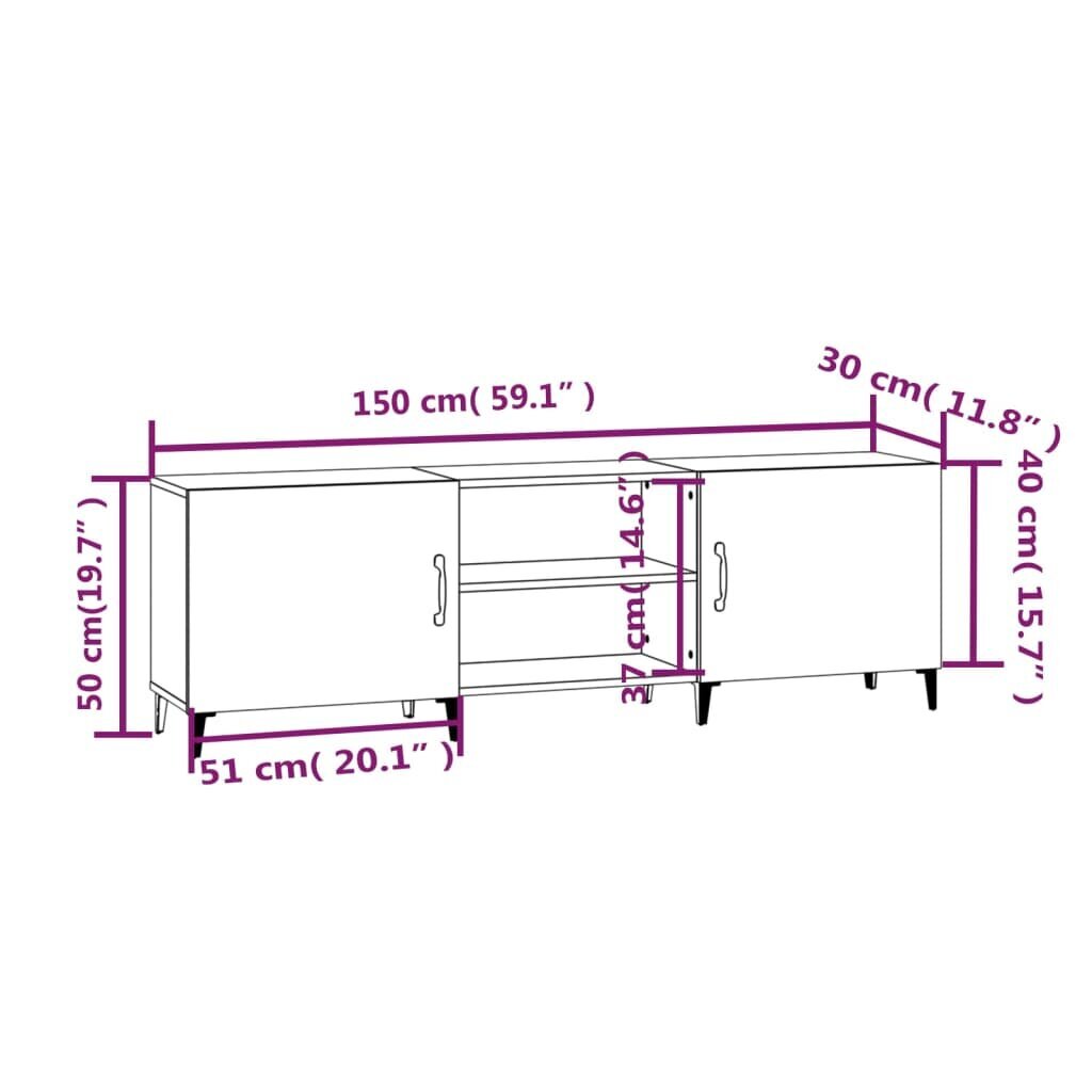 vidaXL TV-taso musta 150x30x50 cm tekninen puu hinta ja tiedot | TV-tasot | hobbyhall.fi