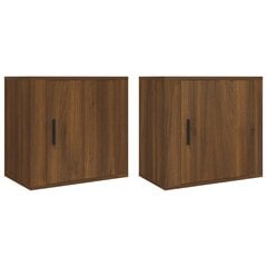 vidaXL Seinäkiinnitettävät yöpöydät 2 kpl ruskea tammi 50x30x47 cm hinta ja tiedot | Yöpöydät | hobbyhall.fi