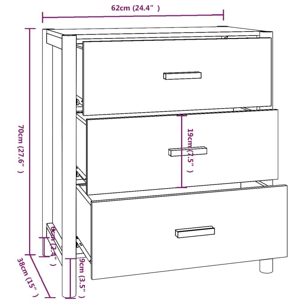 vidaXL Senkki 62x38x70 cm tekninen puu hinta ja tiedot | Olohuoneen kaapit ja lipastot | hobbyhall.fi