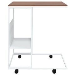 vidaXL Sivupöytä pyörillä valkoinen 55x36x63,5 cm tekninen puu hinta ja tiedot | Sohvapöydät | hobbyhall.fi