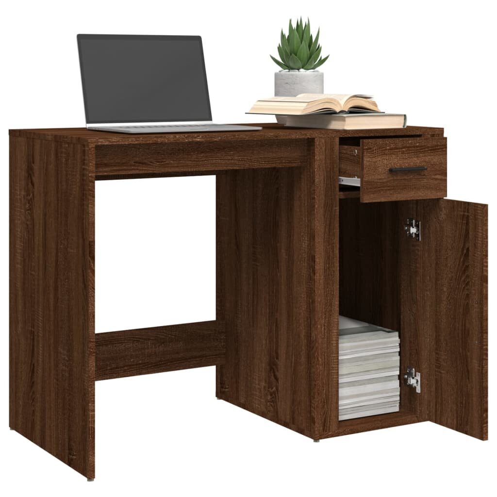 vidaXL Työpöytä ruskea tammi 100x49x75 cm tekninen puu hinta ja tiedot | Tietokonepöydät ja työpöydät | hobbyhall.fi
