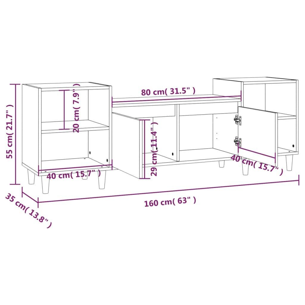 vidaXL TV-taso valkoinen 160x35x55 cm tekninen puu hinta ja tiedot | TV-tasot | hobbyhall.fi