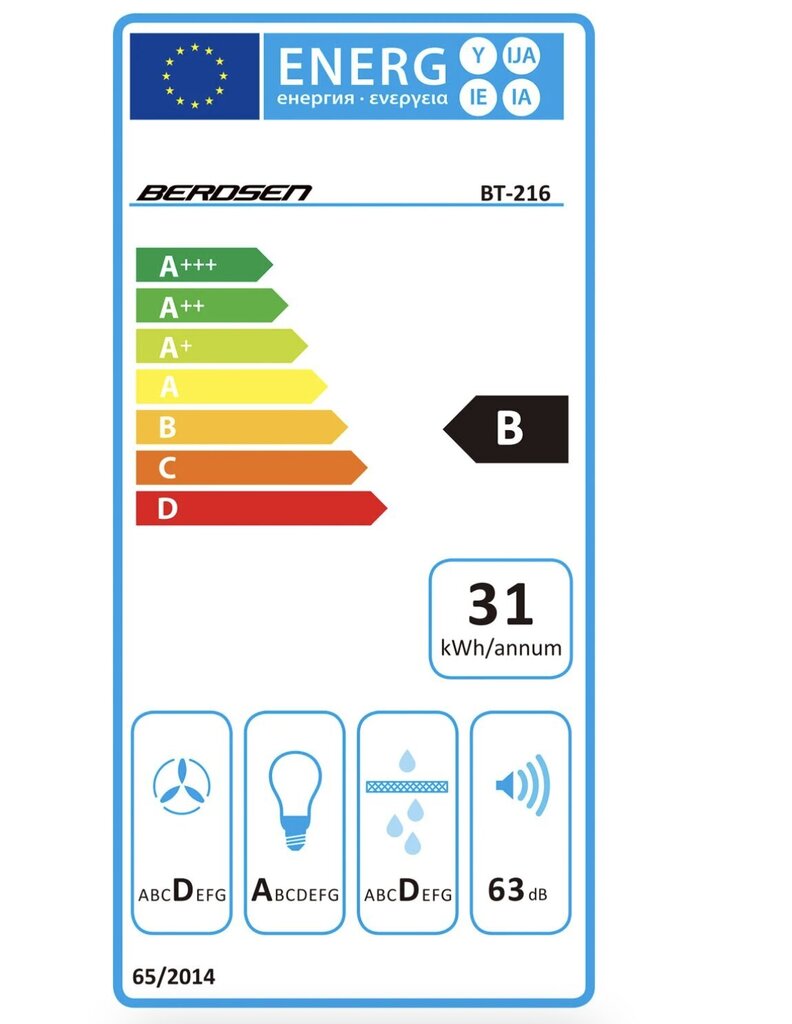 Berdsen BT-216 hinta ja tiedot | Liesituulettimet | hobbyhall.fi