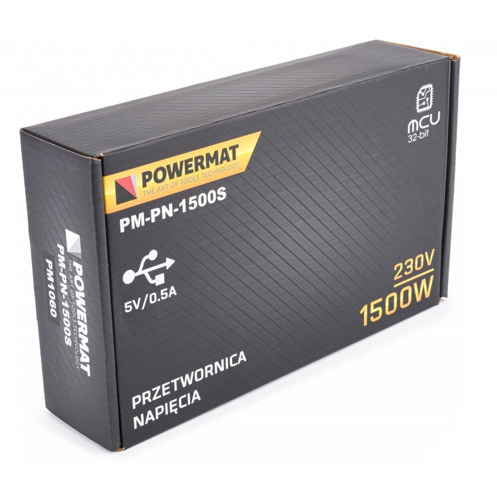 Jännitteenmuunnin, muunnin PowerMat 1500W / 12V hinta ja tiedot | Muuntimet ja invertterit | hobbyhall.fi