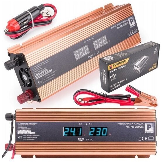 Jännitteenmuunnin/muunnin PowerMat LCD, 24V, 2200W hinta ja tiedot | Muuntimet ja invertterit | hobbyhall.fi