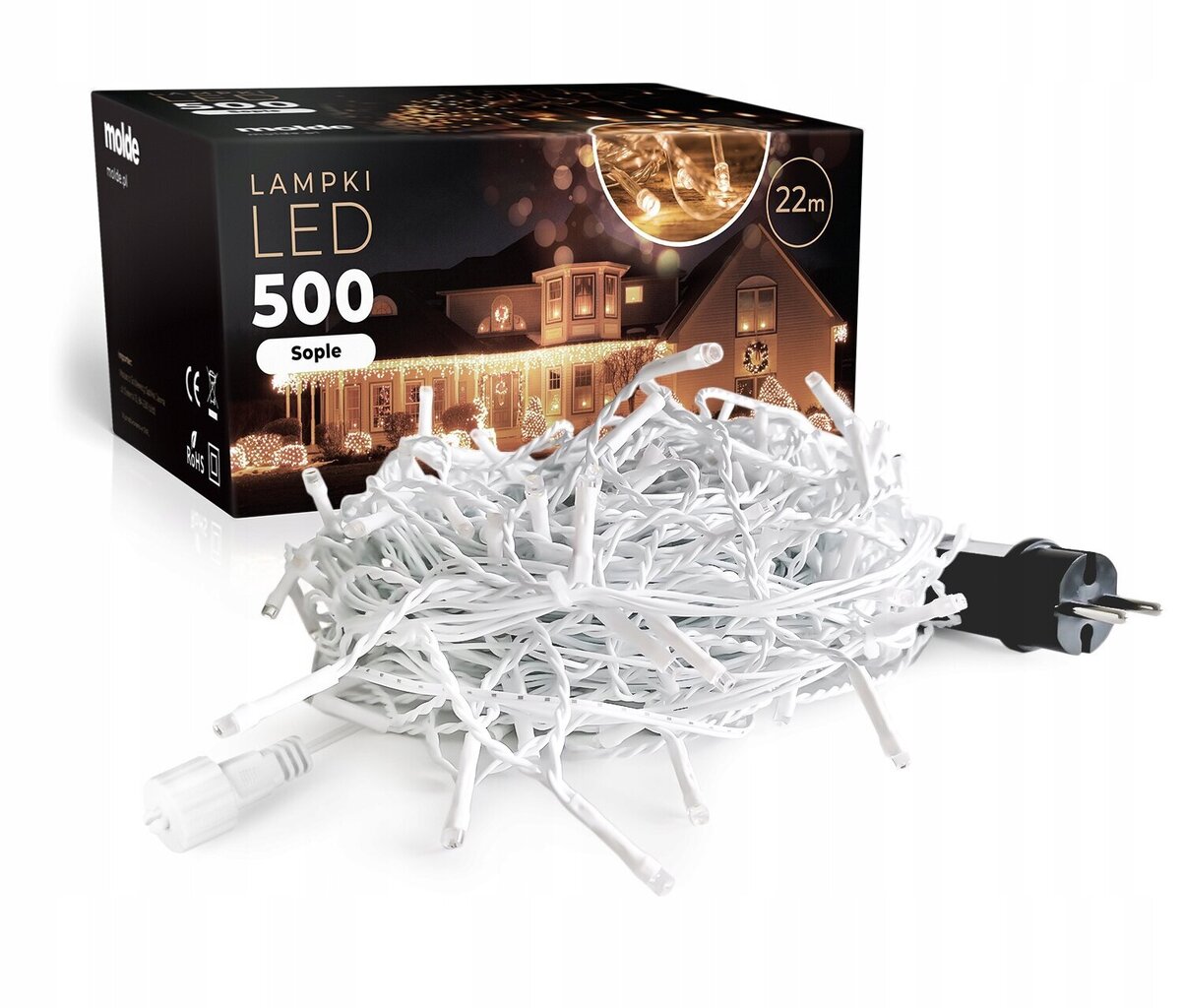 500 LED Koristevalot Icicles, 22m. , kylmä valo hinta ja tiedot | Jouluvalot | hobbyhall.fi