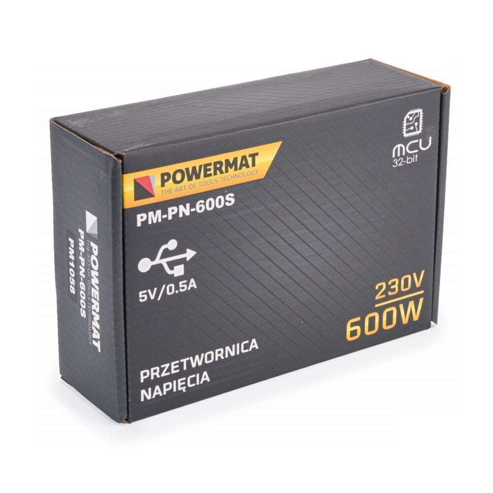 Jännitteenmuunnin/muunnin Powermat 12V 600W hinta ja tiedot | Muuntimet ja invertterit | hobbyhall.fi