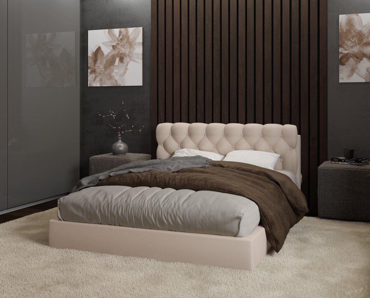 Sänky QUEEN, 160x200 cm, beige hinta ja tiedot | Sängyt | hobbyhall.fi