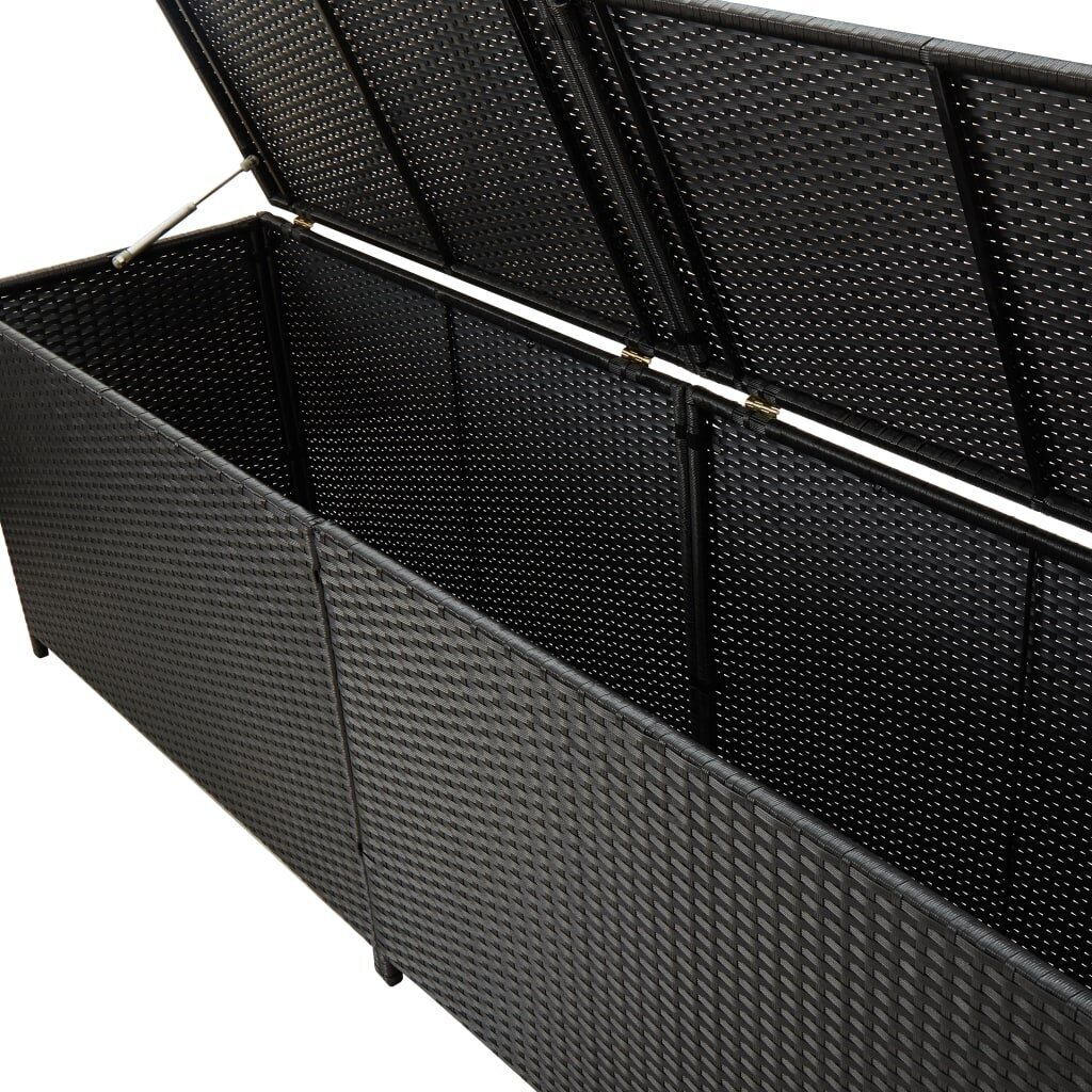 vidaXL Puutarhan säilytyslaatikko polyrottinki 200x50x60 cm musta hinta ja tiedot | Kompostorit ja jäteastiat | hobbyhall.fi