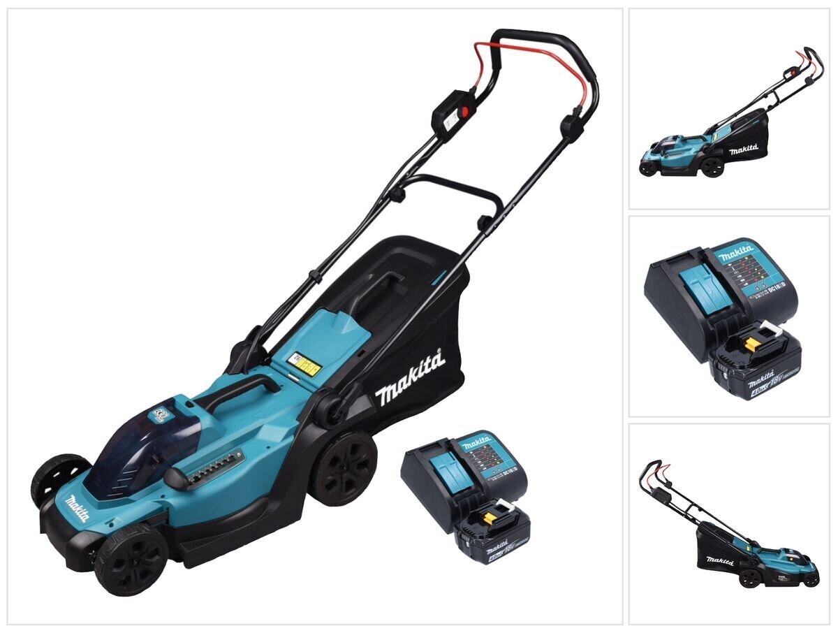 Akumuliatorinė vejapjovė Makita DLM 330 SM 18 V, su akumuliatoriumi 4,0 Ah ir įkrovikliu hinta ja tiedot | Ruohonleikkurit | hobbyhall.fi